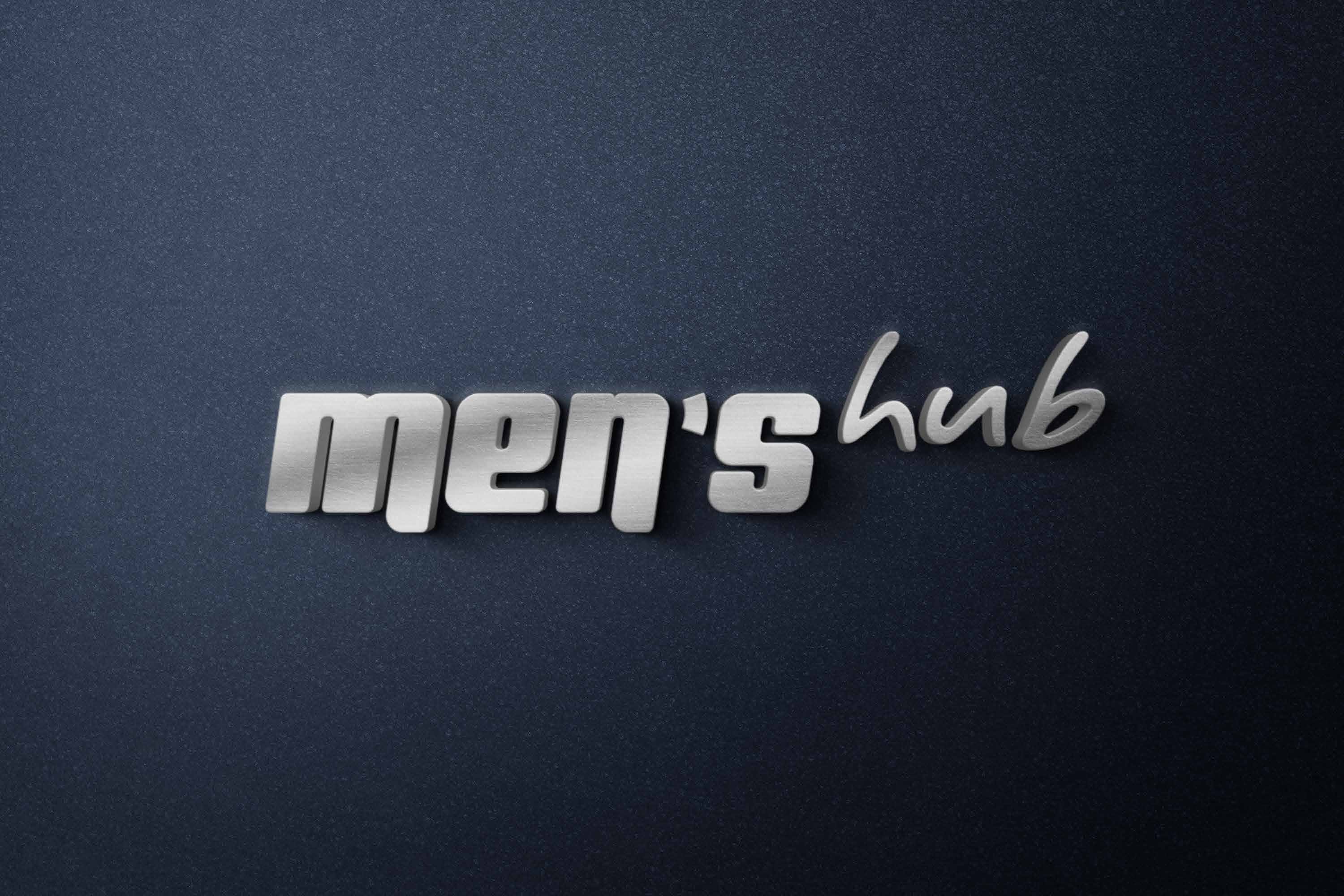 شعار MEN’S HUB بتطبيقه الأصلي من دليل الهوية